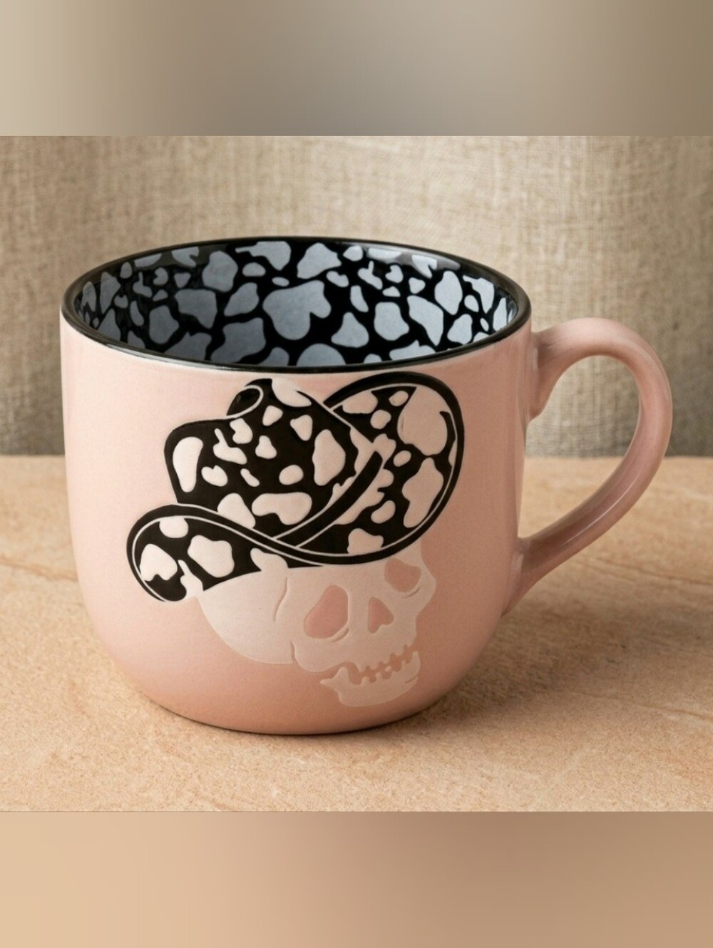 NEW Market Finds MRKT Halloween Skeleton Skull Cowboy Cow Hat Coffee Mug Pink